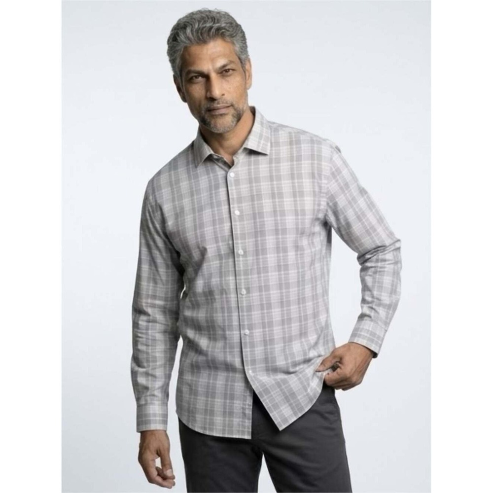 Normcore corpcore Calvin Klein Regular Fit Stretch Plaid Dress Shirt XL 17.5